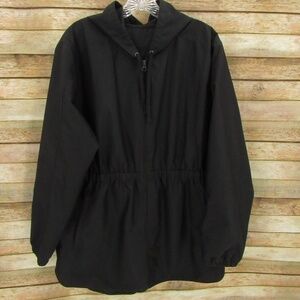 Black Zipper Front Elastic Waist 1-Layer Wind Jacket  Women's XL